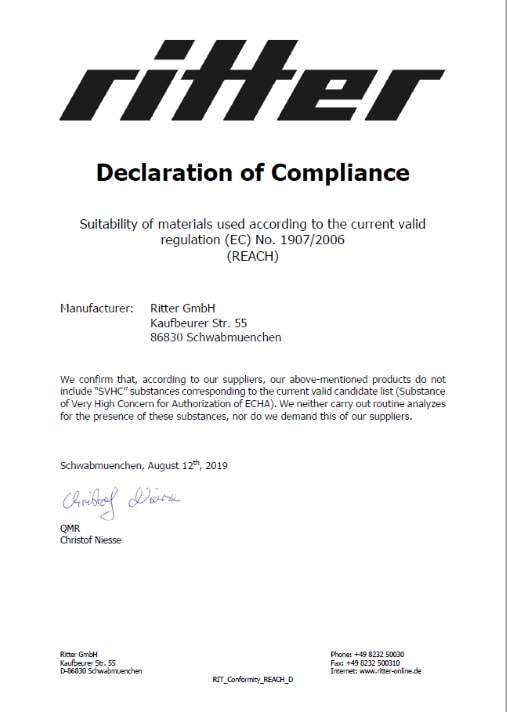 declaration of compliance
